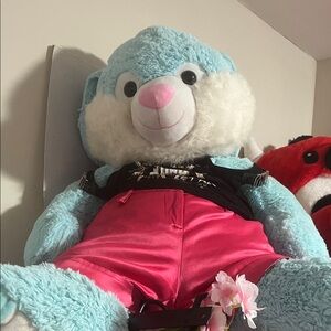Blue and Pink Plush Bear Toy